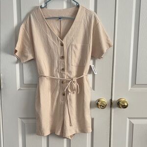 Old Navy Cream Button-Up Romper